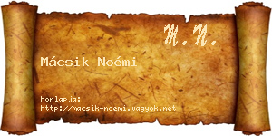 Mácsik Noémi névjegykártya